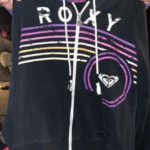 Size large roxy zip up sweater with hood